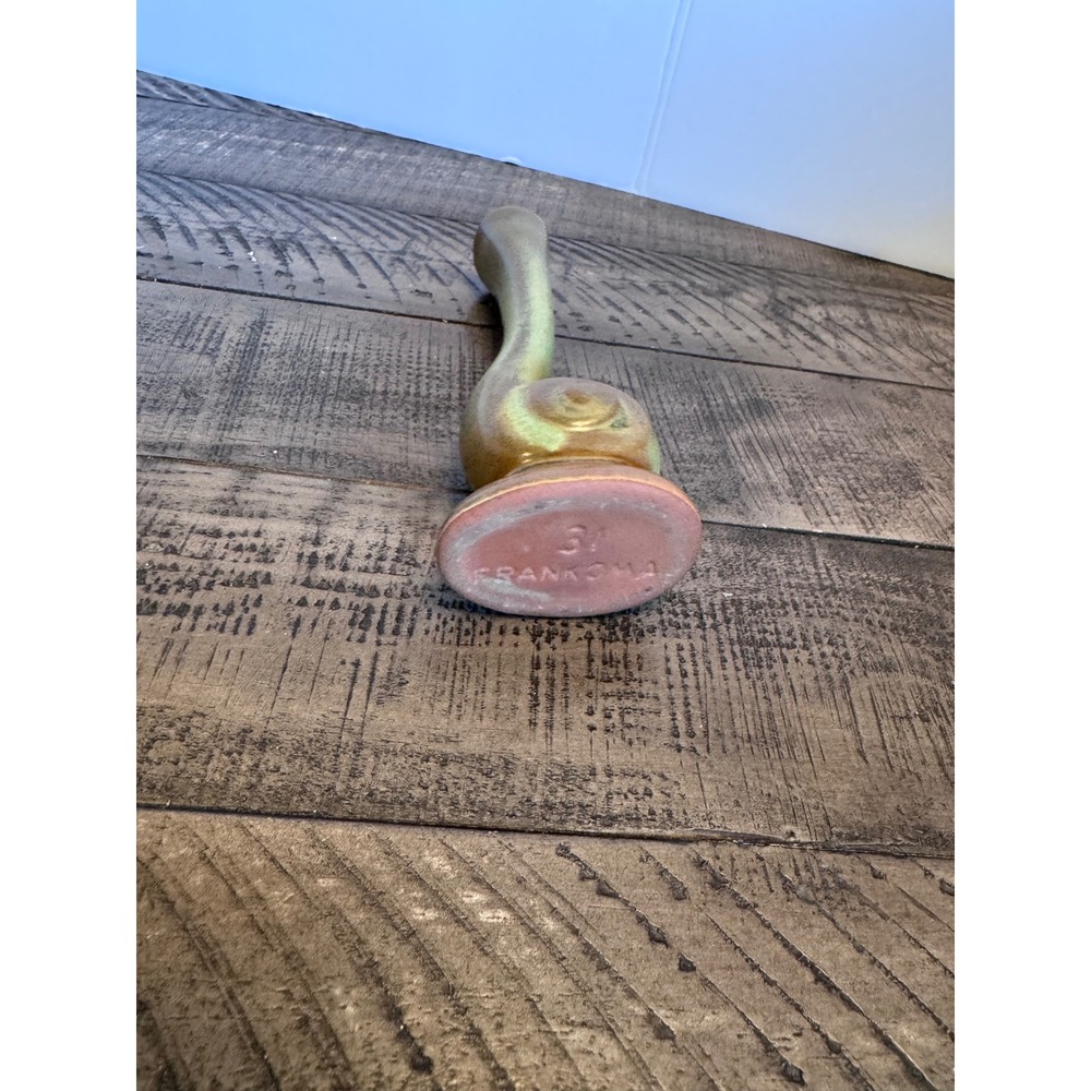 Frankoma Bud Vase 7in" Prairie Green Snail Nautilus Shell MCM Home Decor - Picture 6 of 7